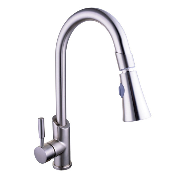 

Смеситель для кухни GLOBUS LAZER GLLR-1031 StSTEEL с выдвижным изливом