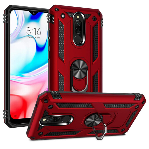 

Противоударный Чехол накладка Epik Serge Ring NEW с магнитным держателем для Xiaomi Redmi 8 / 8A Красный / Red