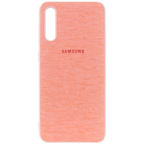 

Противоударный Чехол накладка Epik Textile Logo NEW для Samsung Galaxy A70 Розовый