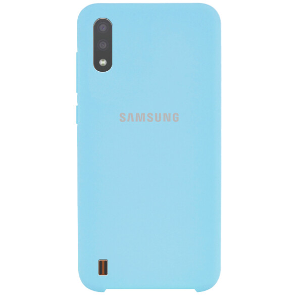 

Противоударный Чехол накладка Epik Silicone case NEW для Samsung Galaxy A01 Бирюзовый / Light Blue