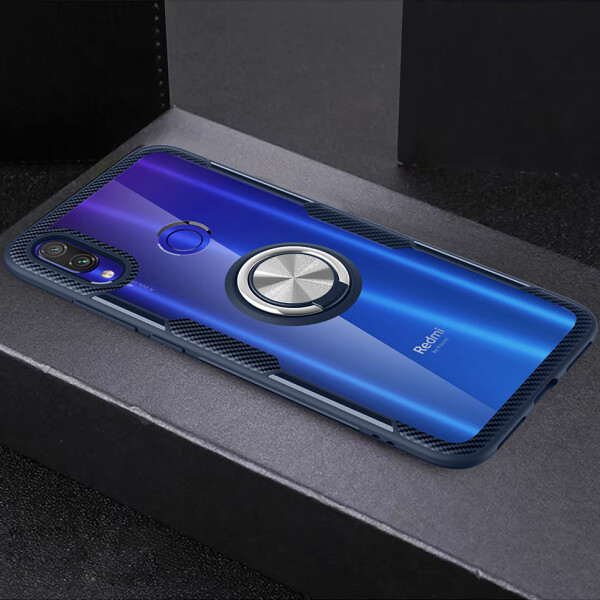 

Противоударный Чехол накладка Deen CrystalRing NEW с магнитным держателем для Xiaomi Redmi Note 7 / Note 7 Pro / Note 7s Бесцветный / Темно-синий