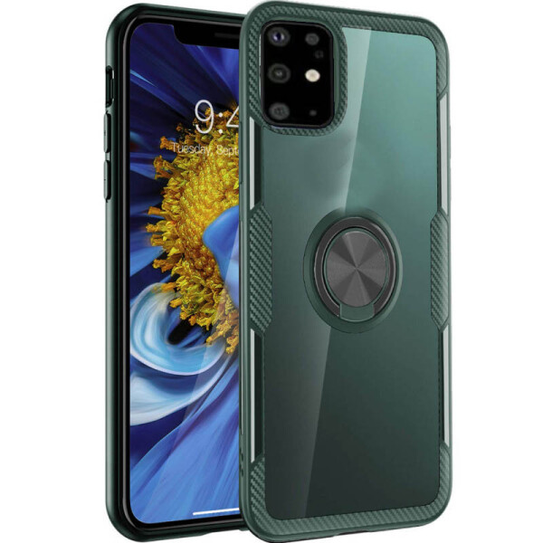 

Противоударный Чехол накладка Deen CrystalRing NEW с магнитным держателем для Samsung Galaxy S11 Plus Бесцветный / Темно-зеленый