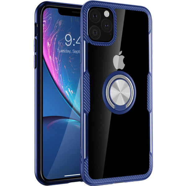 

Противоударный Чехол накладка Deen CrystalRing NEW с магнитным держателем для Apple iPhone 11 Pro Белый / Синий