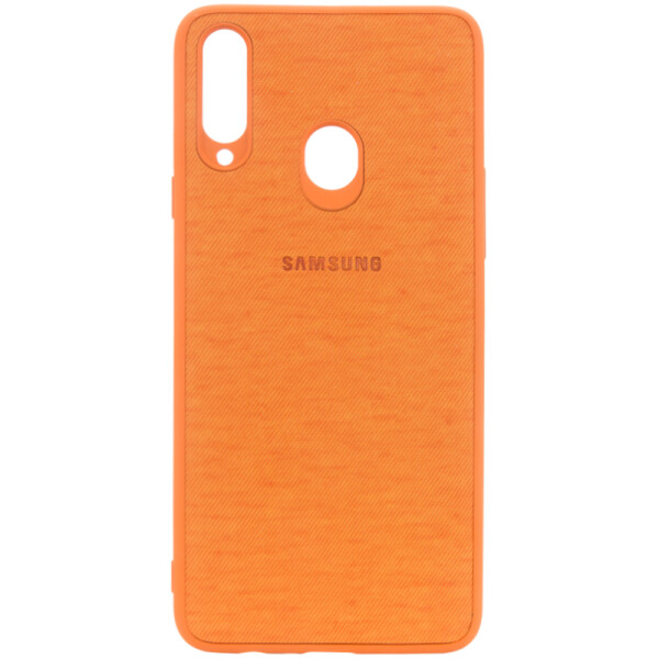 

Противоударный Чехол накладка Epik Textile Logo NEW для Samsung Galaxy A20s Оранжевый