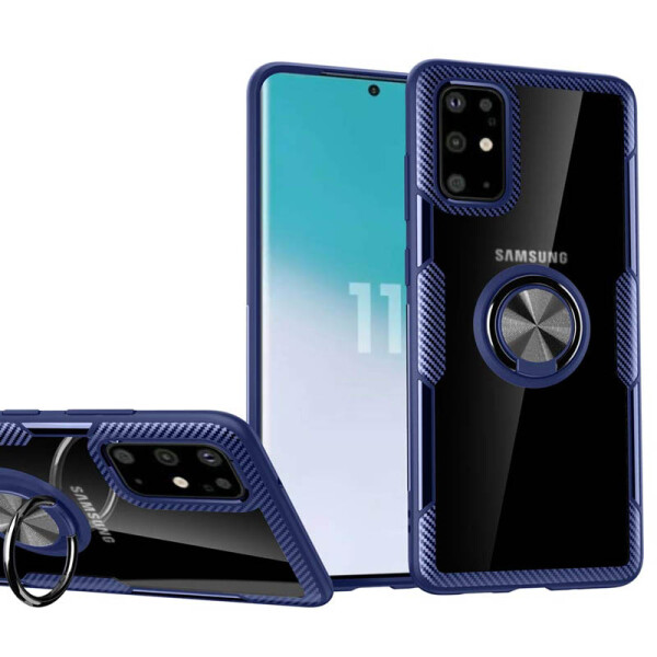 

Противоударный Чехол накладка Deen CrystalRing NEW с магнитным держателем для Samsung Galaxy S11 Бесцветный / Синий
