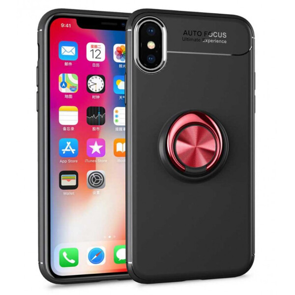 

Противоударный Чехол накладка Deen ColorRing NEW с магнитным держателем для Apple iPhone X Черный / Black-Red