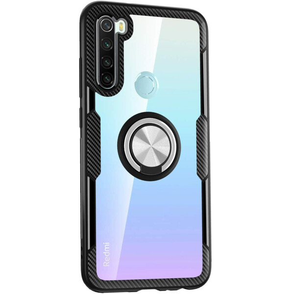 

Противоударный Чехол накладка Deen CrystalRing NEW с магнитным держателем для Xiaomi Redmi Note 8 Бесцветный / Черный