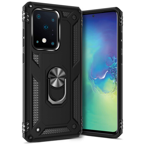 

Противоударный Чехол накладка Epik Serge Ring NEW с магнитным держателем для Samsung Galaxy S11 Plus Черный / Black