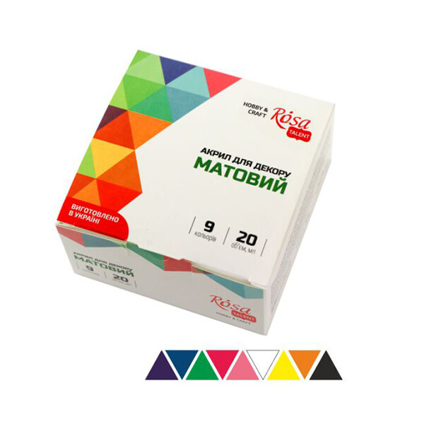 

Набор акриловых матовых красок Rosa Start 9 цветов по 20 мл (90747128)