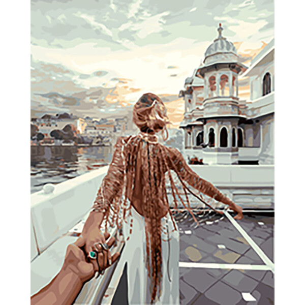 

Набор для акриловой живопись по номерам BrushMe Следуй за мной на озере Удайпур 40 х 50 см картонная коробка (GX21872)