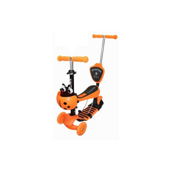 

Самокат трехколесный Scooter Божья коровка 5 in 1, оранжевый (1369165761)