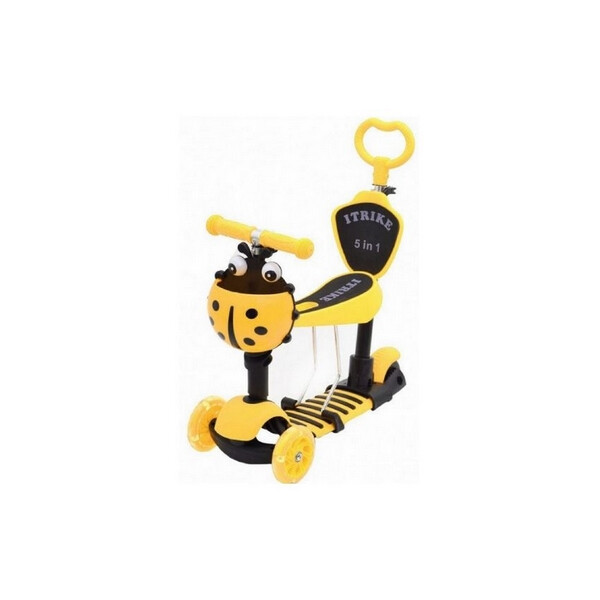

Самокат трехколесный Scooter Божья коровка 5 in 1, желтый (1452070781)