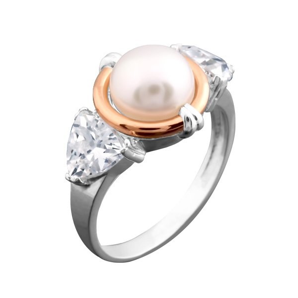 

Кольцо из серебра с куб. циркониями и жемчугами (культ.), размер 17.5 (147266)