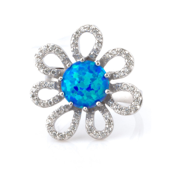 

Кольцо из серебра с куб. циркониями и опалом (синт.), размер 18 (247867)