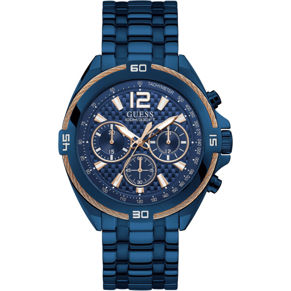 

Хромированые часы Guess синий