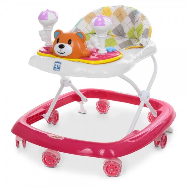 

Детские ходунки Мишка с силиконовыми колесами Bambi M 3656-S Розовый