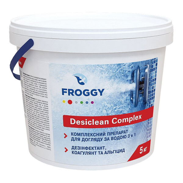 

Многофункциональные таблетки хлора по 200 г Froggy "Desiclean Complex 3 в 1" 5 кг (хлор, альгицид, флокулянт)