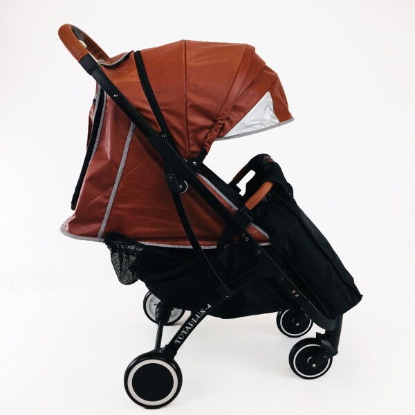 

прогулочная YOYA plus 4-2020, рама чёрная, Экокожа Коричневая