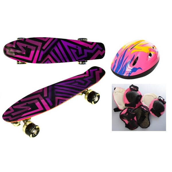 

Скейт Best Penny Board LED 22 Фиолетово-розовый Шлем + защита (199-4357)