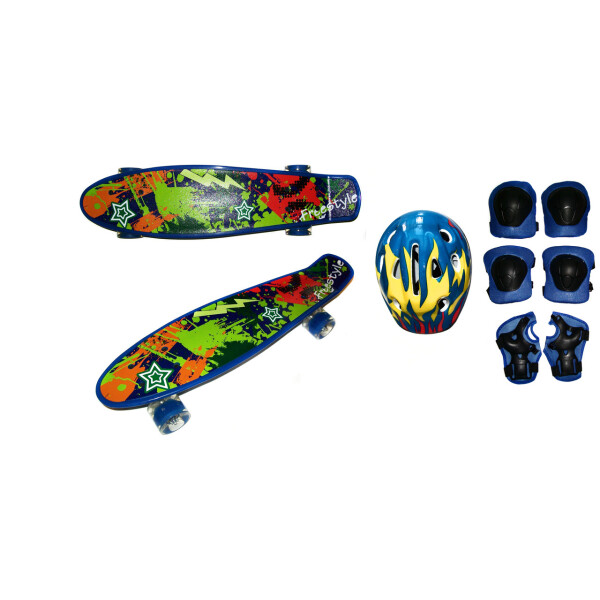 

Скейт Profi Penny Board LED 22" Freestyle Blue Green Шлем + защита (2222-02)