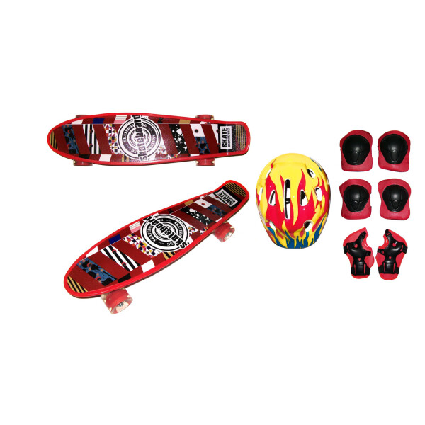 

Скейт Profi Penny Board LED 22" Red Skateboard Шлем + защита (2222-02)