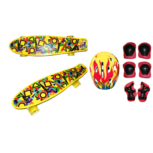 

Скейт Profi Penny Board LED 22" Yellow Abstraction Шлем + защита (2222-02)