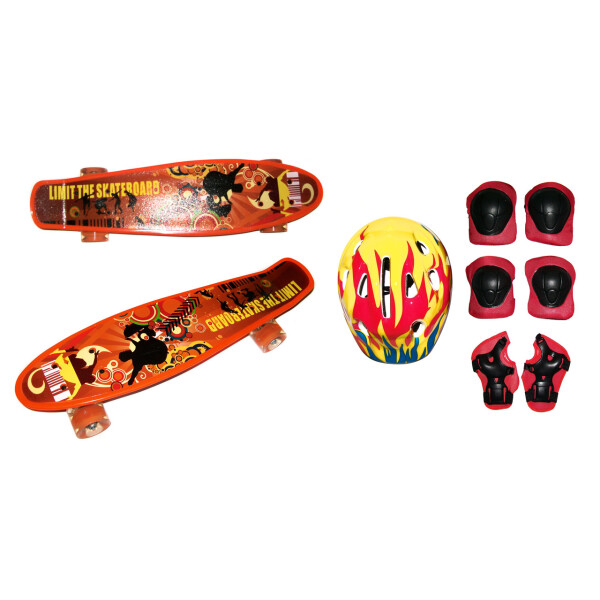 

Скейт Profi Penny Board LED 22" Freestyle Orange Шлем + защита (2222-02)
