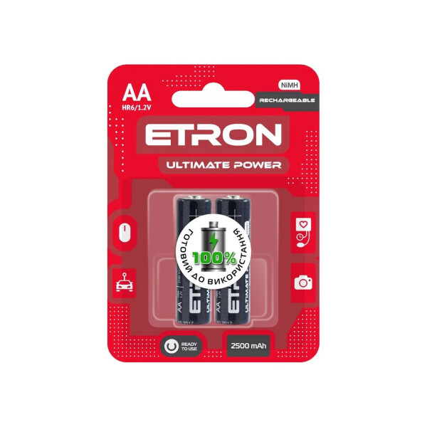 

Аккумулятор Etron HR6-R2U-2500-С2 Ultimate Power (AA 2500 mAh) 2 шт