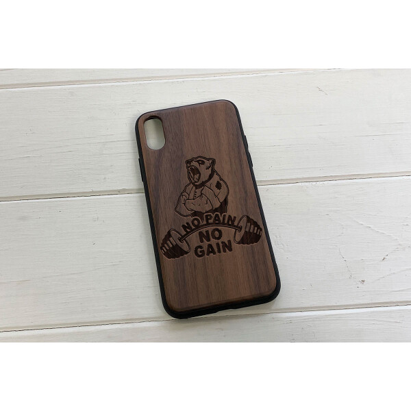 

Деревянный чехол SkinWood Американский орех для iPhone X с дизайнерской гравировкой NoPain