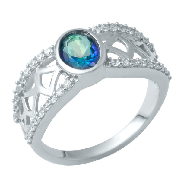 

Кольцо из серебра с топазом и куб. циркониями, размер 17.5 (1642774)