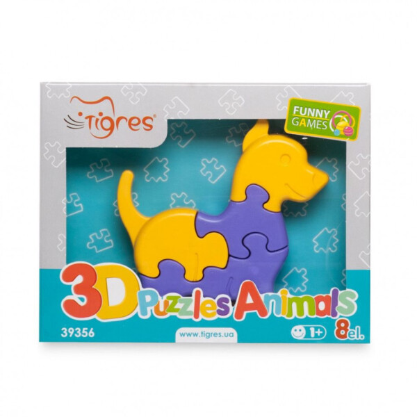 

Игрушка развивающая: 3D пазлы Животные 8 эл. 39356-1-2-3 (Собака)