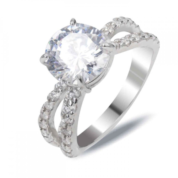 Кольцо из серебра с куб. циркониями, размер 17 (1659380)