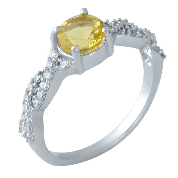 

Кольцо из серебра с куб. циркониями и цитрином (синт.), размер 17 (1663744)