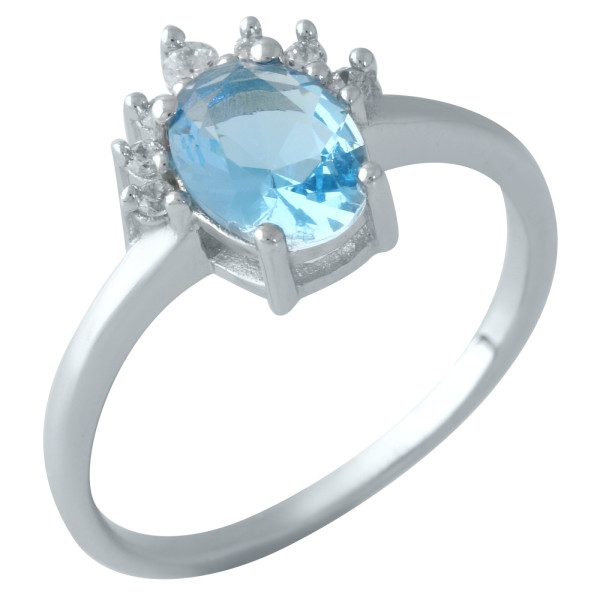 

Кольцо из серебра с куб. циркониями и аквамарином (синт.), размер 18.5 (1665679)