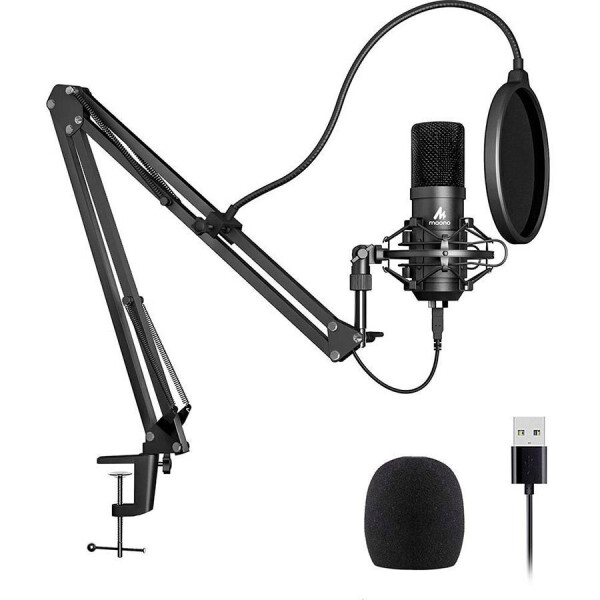 Акция на Maono AU-A04 микрофон, стойка, паук, поп фильтр в комплекте - Черный от Allo UA