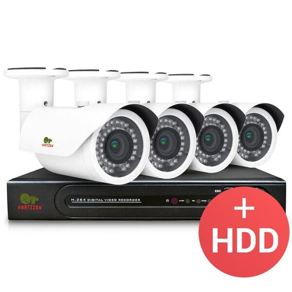 

Комплект видеонаблюдения Partizan PRO AHD-29 4xCAM + 1xDVR + HDD