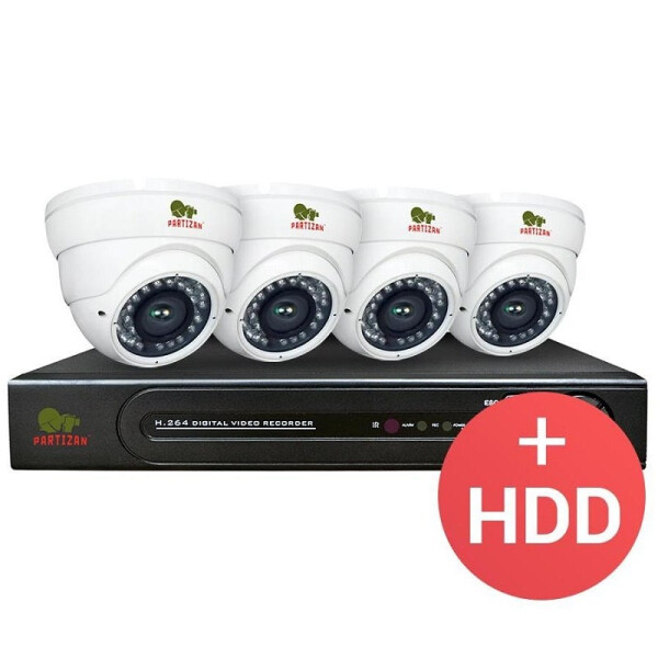 

Комплект видеонаблюдения Partizan PRO AHD-30 4xCAM + 1xDVR + HDD