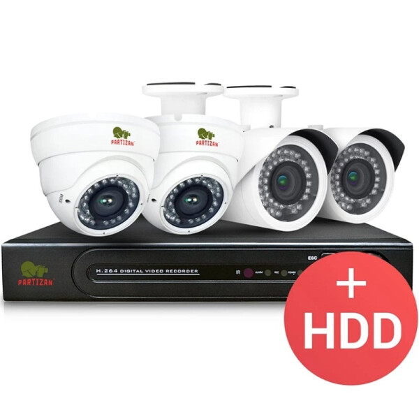 

Комплект видеонаблюдения Partizan PRO AHD-31 4xCAM + 1xDVR + HDD