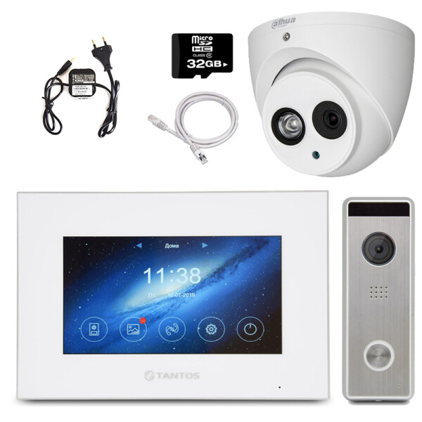 

Видеодомофон комплект Tantos HD-KIT W + CAM premium