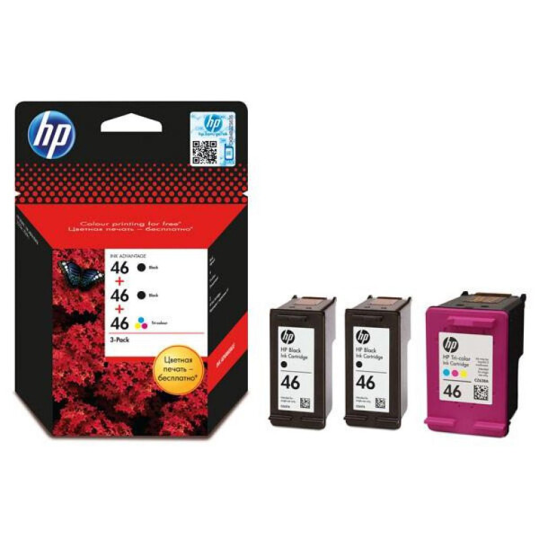 

Картридж HP DJ No. 46 Ultra Ink Advantage 2Black+1Color (F6T40AE)