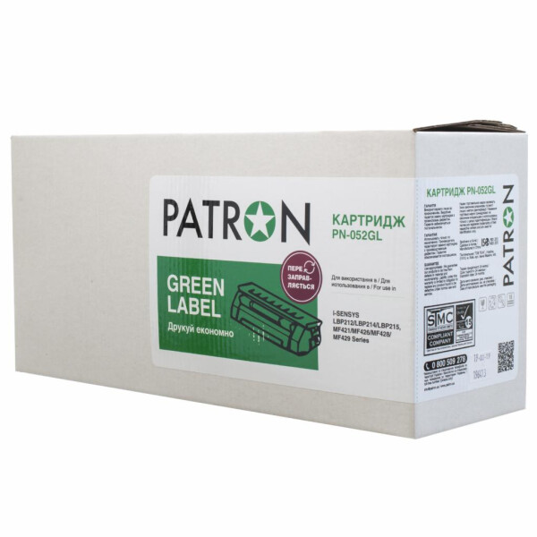 

Картридж PATRON CANON 052 GREEN Label (PN-052GL)
