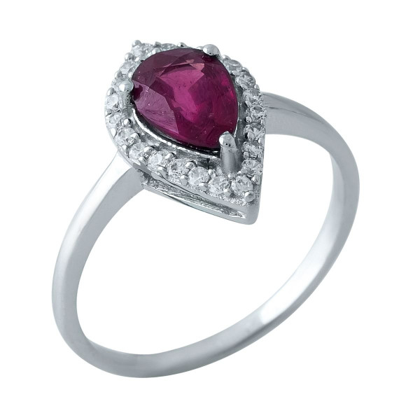 

Кольцо из серебра с рубином и куб. циркониями, размер 18 (1678533)