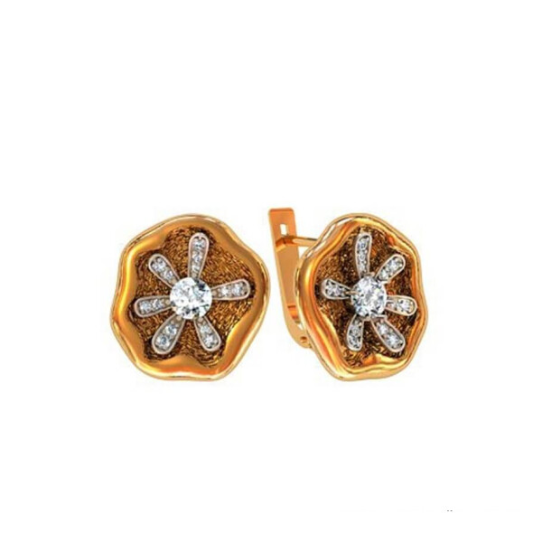 

Золотые сережки с фианитом Maxi Silver 7824