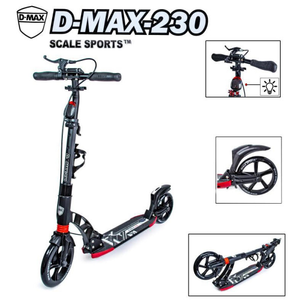 

Двухколесный самокат Scale Sports. D-Max -230. Black. Ручной тормоз!