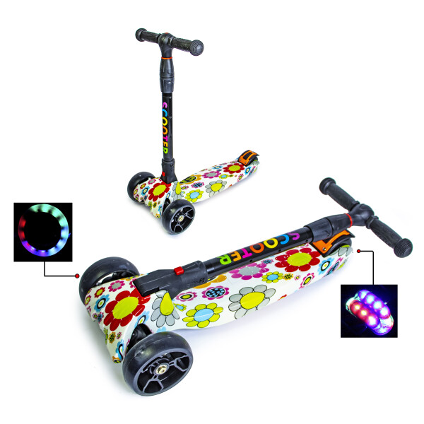 

Детский самокат Smart. Flowers. Складная ручка