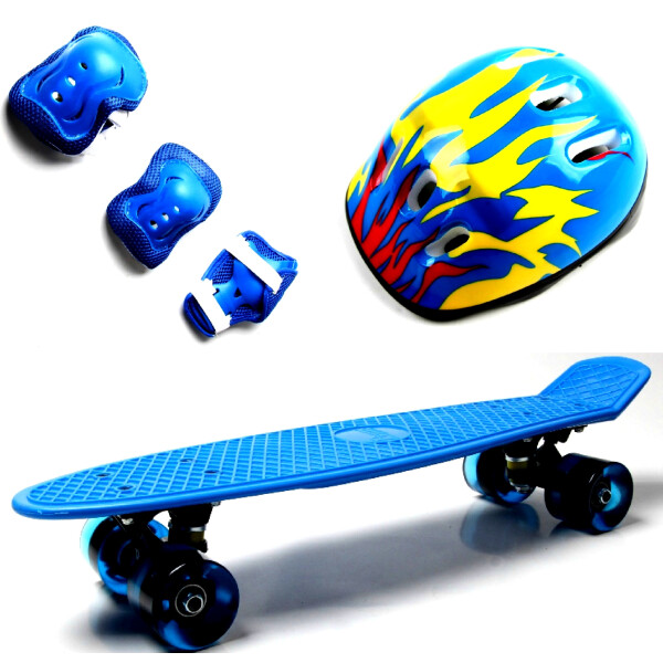 

Penny Board. Blue.+защита+шлем. Светящиеся колеса.
