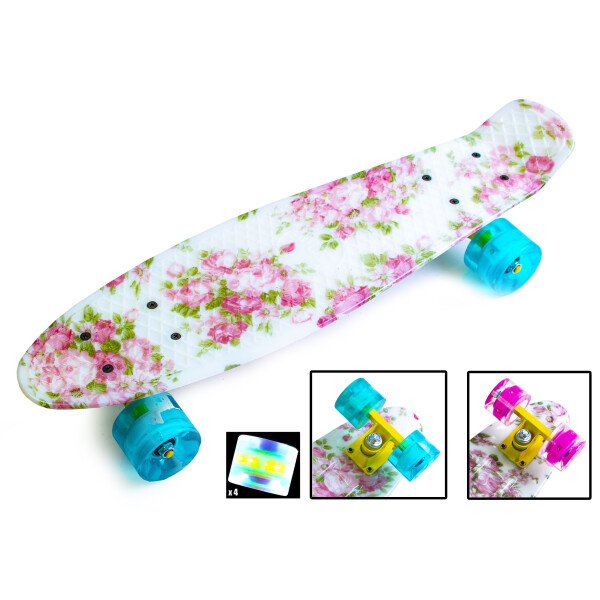 

Пенни борд Penny board "Flowers". Светящиеся колеса