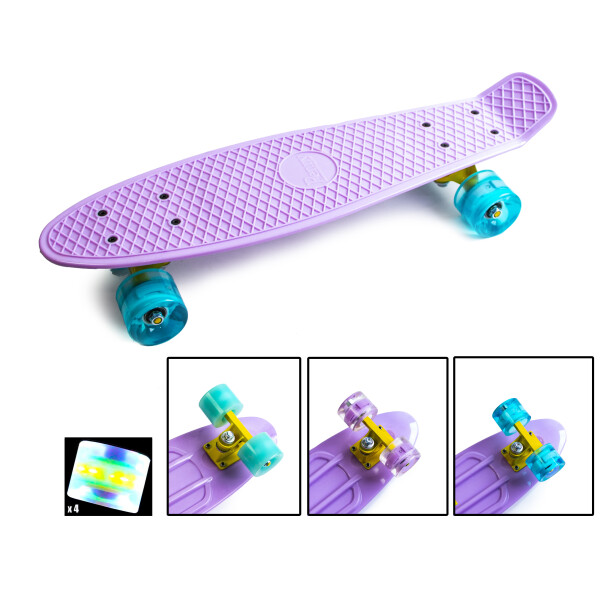 

Пенни борд Penny Board. Лиловый цвет. Светящиеся колеса.