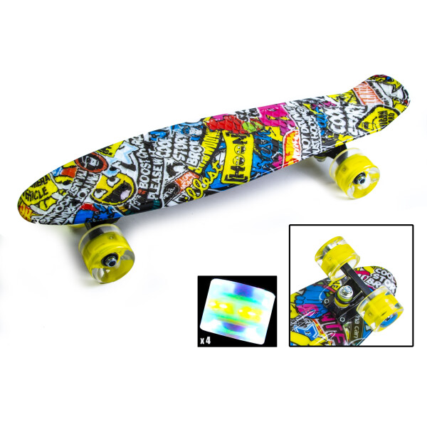 

Пенни борд Penny Board "Graffiti" Inscription. Светящиеся колеса.