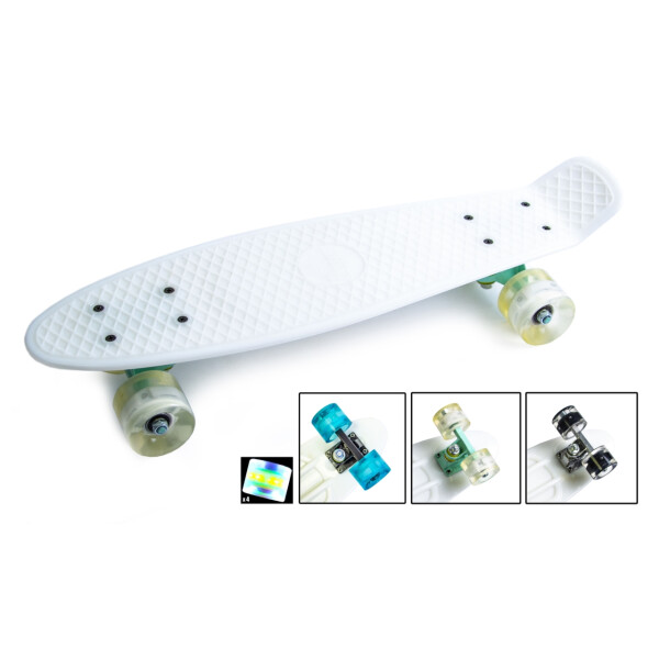 

Пенни борд Penny Board. Белый. Светящиеся колеса.